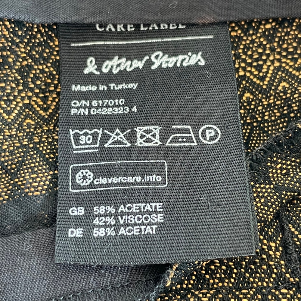 & Other Stories Golden Bronze Jacquard Cropped Pants Geometric US 2 - Picture 9 of 9